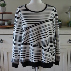 Alfred Dunner Business Casual Chic Striped Long Sleeve Loose Fit Tunic Size L